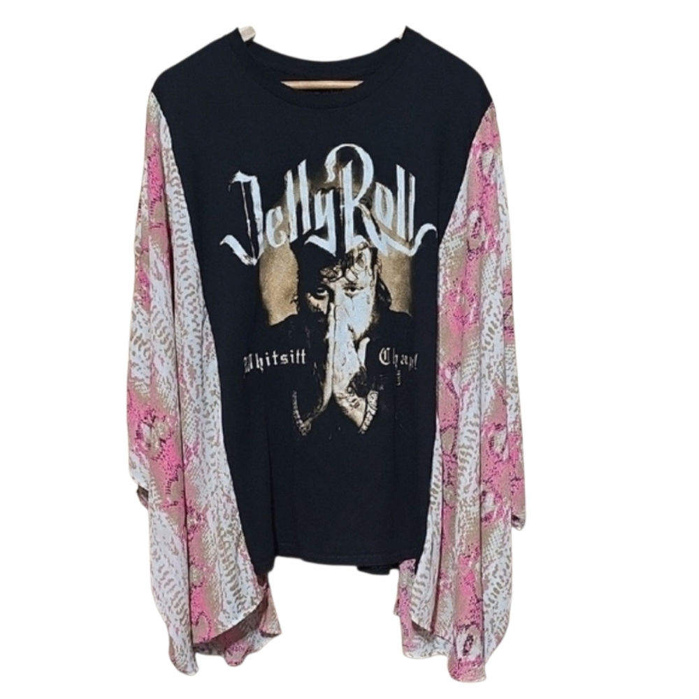 Upcycled RARE Jelly Roll Top - Black and Pink